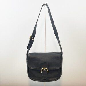 Coach Vintage USA Bedford Flap Buckle Black Leather Shoulder Bag 4164